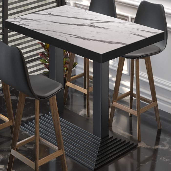 BPY | Bistro Stehtisk | 130 x 80 x 114 cm | Svart kant | Firkantet | Hvit marmor / Svart BPY | Bistro Stehtisk | 130 x 80 x 114 cm | Svart kant | Firkantet | Hvit marmor / Svart