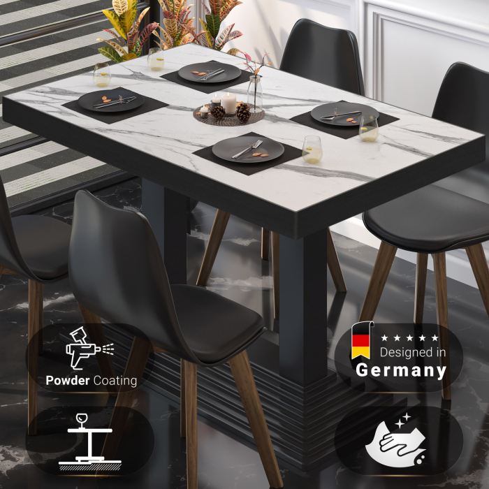 BPY | Bistrobord | 120 x 70 x 81 cm | Firkantet | Hvit marmor/svart