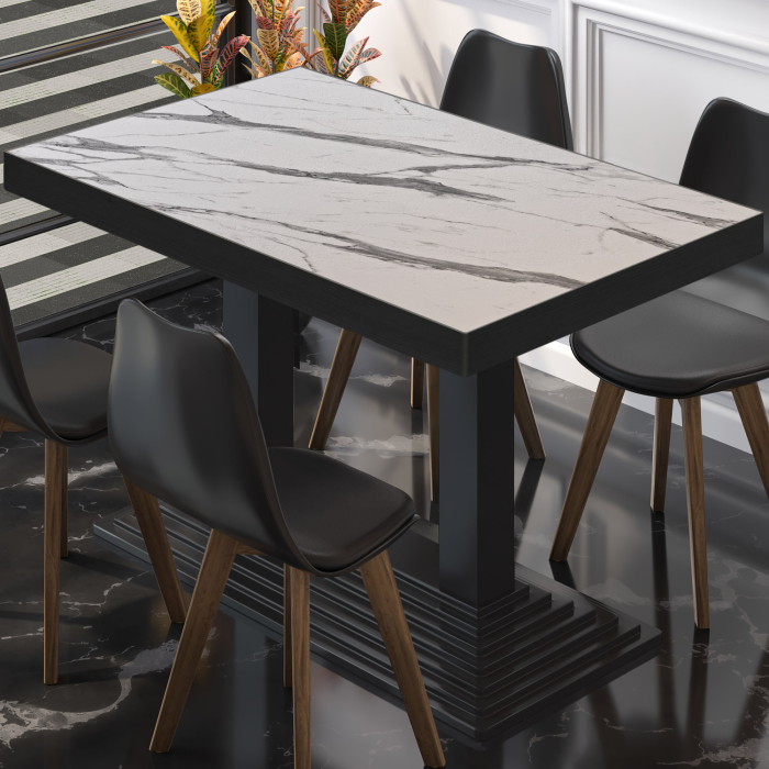 BPY | Bistrobord | 120 x 70 x 81 cm | Firkantet | Hvit marmor/svart