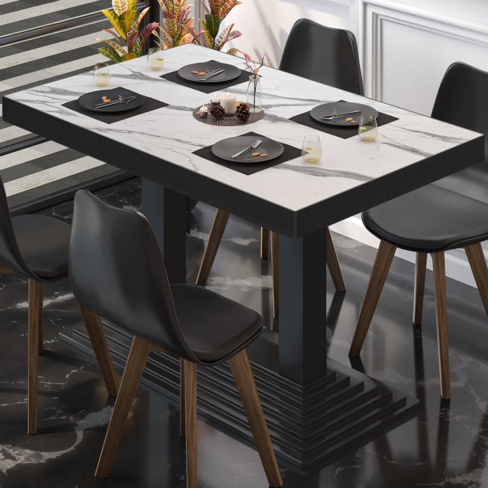 BPY | Bistrobord | 120 x 70 x 81 cm | Firkantet | Hvit marmor/svart