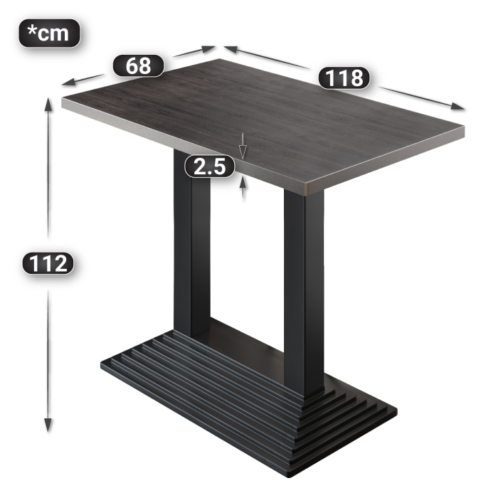 BPY | Bistro Stehtbord | 120 x 70 x 112 cm | Rustfritt stål kant | Rekktangulær | Wenge / Svart BPY | Bistro Stehtbord | 120 x 70 x 112 cm | Rustfritt stål kant | Rekktangulær | Wenge / Svart