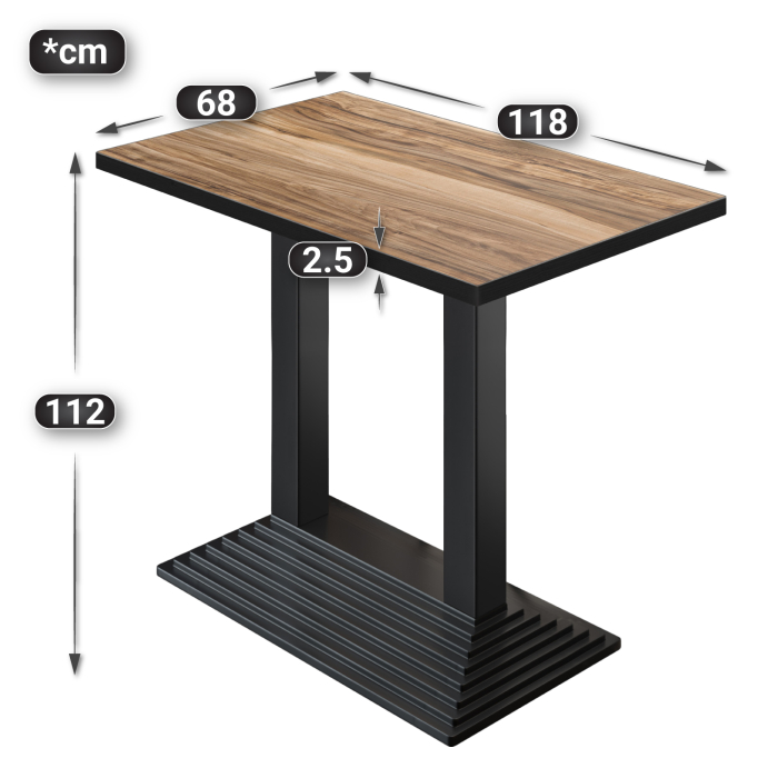 BPY | Bistro Stehbord | 120 x 70 x 112 cm | Svart kant | Firkantet | Sheesham / Svart BPY | Bistro Stehbord | 120 x 70 x 112 cm | Svart kant | Firkantet | Sheesham / Svart