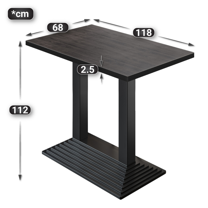 BPY | Bistro Stehtisch | 120 x 70 x 112 cm | Svart kant | Rektangulær | Wenge / Sort BPY | Bistro Stehtisch | 120 x 70 x 112 cm | Svart kant | Rektangulær | Wenge / Sort
