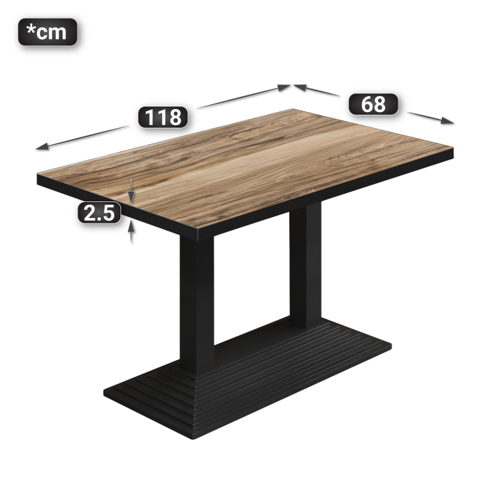 BPY | Bistrobord | 120 x 70 x 78,5 cm | Firkantet | Sheesham / Svart BPY | Bistrobord | 120 x 70 x 78,5 cm | Firkantet | Sheesham / Svart