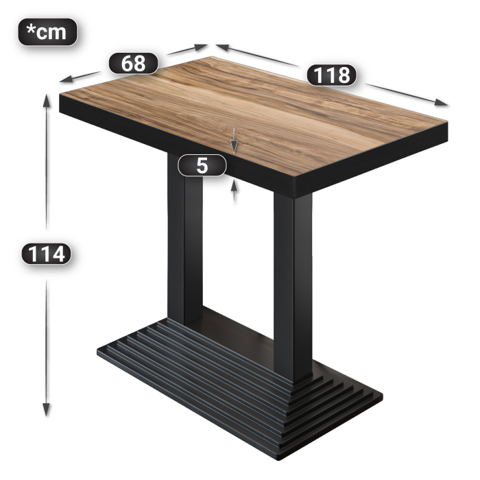 BPY | Bistro Steht bord | 120 x 70 x 114 cm | Svart kant | Rektangulær | Sheesham / Svart BPY | Bistro Steht bord | 120 x 70 x 114 cm | Svart kant | Rektangulær | Sheesham / Svart