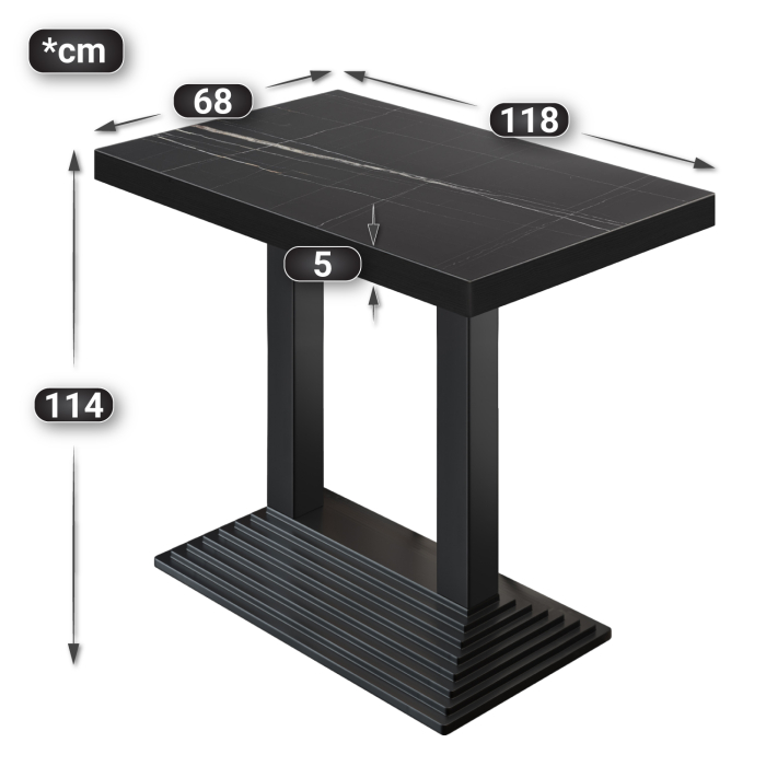 BPY | Bistro Stehtisch | 120 x 70 x 114 cm | Svart kant | Rektangulær | Svart marmor / Svart BPY | Bistro Stehtisch | 120 x 70 x 114 cm | Svart kant | Rektangulær | Svart marmor / Svart