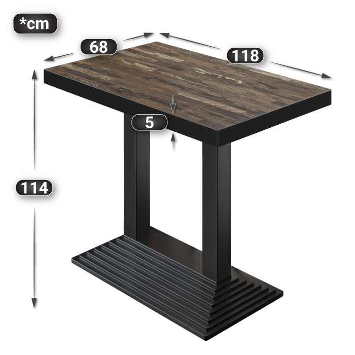 BPY | Tavolo Bistro | 120 x 70 x 114 cm | Bordo Nero | Rettangolare | Vintage Old / Nero BPY | Tavolo Bistro | 120 x 70 x 114 cm | Bordo Nero | Rettangolare | Vintage Old / Nero