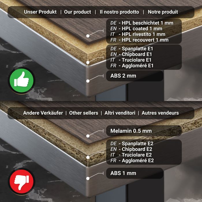 BPY | Bistrobord | 70 x 70 x 78,5 cm | Firkantet | Lys Wenge / Sort