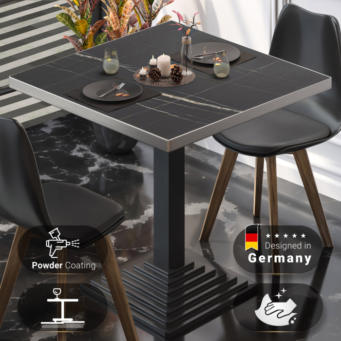 BPY | Bistrobord | 70 x 70 x 78,5 cm | Firkantet | Sort marmor / Sort BPY | Bistrobord | 70 x 70 x 78,5 cm | Firkantet | Sort marmor / Sort