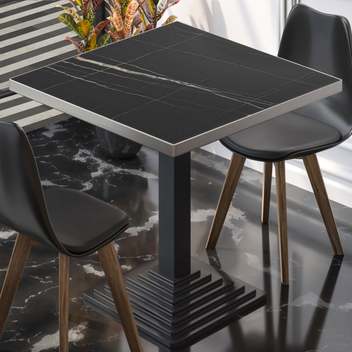 BPY | Bistrobord | 70 x 70 x 78,5 cm | Firkantet | Sort marmor / Sort BPY | Bistrobord | 70 x 70 x 78,5 cm | Firkantet | Sort marmor / Sort