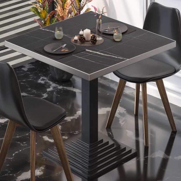BPY | Bistrobord | 70 x 70 x 78,5 cm | Firkantet | Sort marmor / Sort BPY | Bistrobord | 70 x 70 x 78,5 cm | Firkantet | Sort marmor / Sort