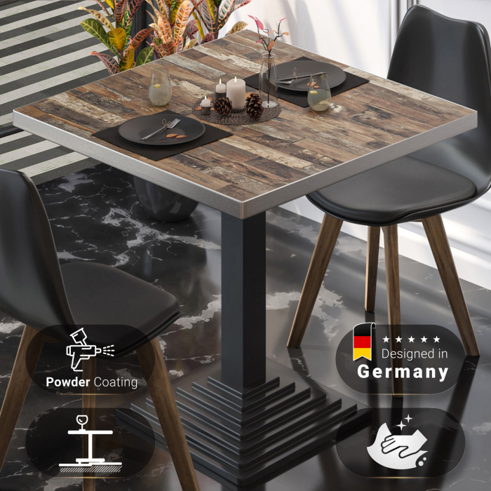 BPY | Bistrobord | 70 x 70 x 78,5 cm | Firkantet | Vintage Old / Sort