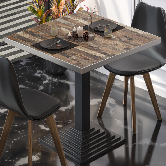 BPY | Bistrobord | 70 x 70 x 78,5 cm | Firkantet | Vintage Old / Sort