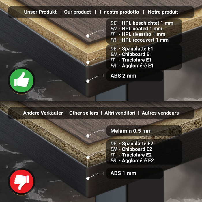 BPY | Bistrobord | 70 x 70 x 78,5 cm | Firkantet | Lys Wenge / Sort
