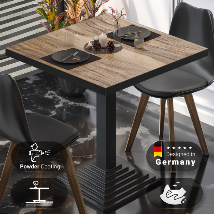 BPY | Bistrobord | 70 x 70 x 78,5 cm | Firkantet | Sheesham / Sort