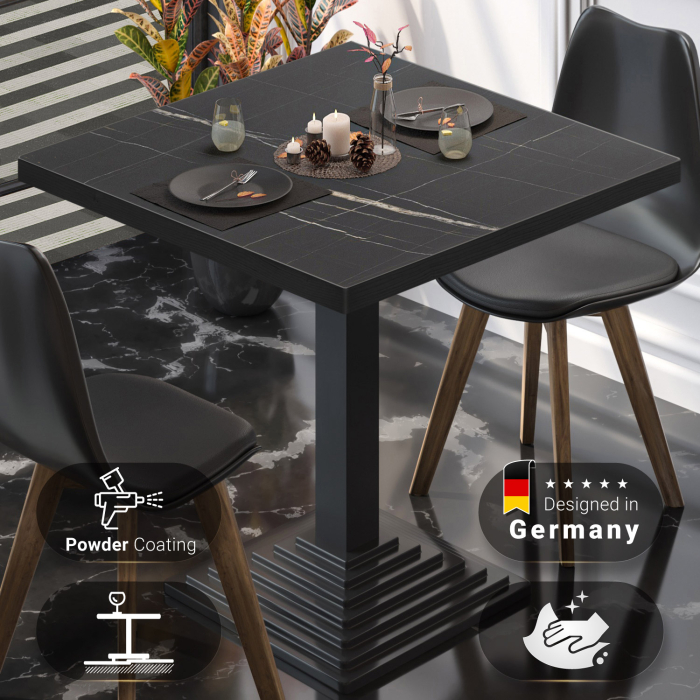 BPY | Bistrobord | 70 x 70 x 78,5 cm | Firkantet | Sort marmor / Sort BPY | Bistrobord | 70 x 70 x 78,5 cm | Firkantet | Sort marmor / Sort