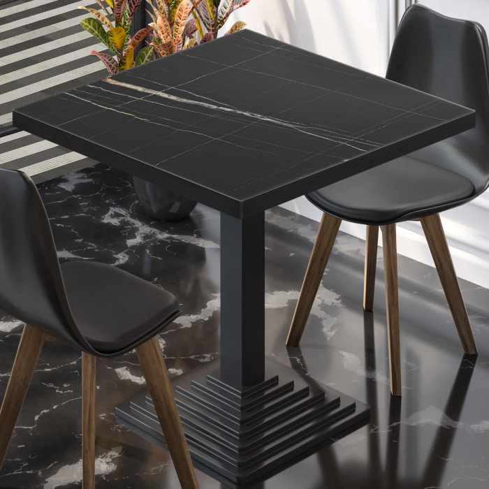 BPY | Bistrobord | 70 x 70 x 78,5 cm | Firkantet | Sort marmor / Sort BPY | Bistrobord | 70 x 70 x 78,5 cm | Firkantet | Sort marmor / Sort