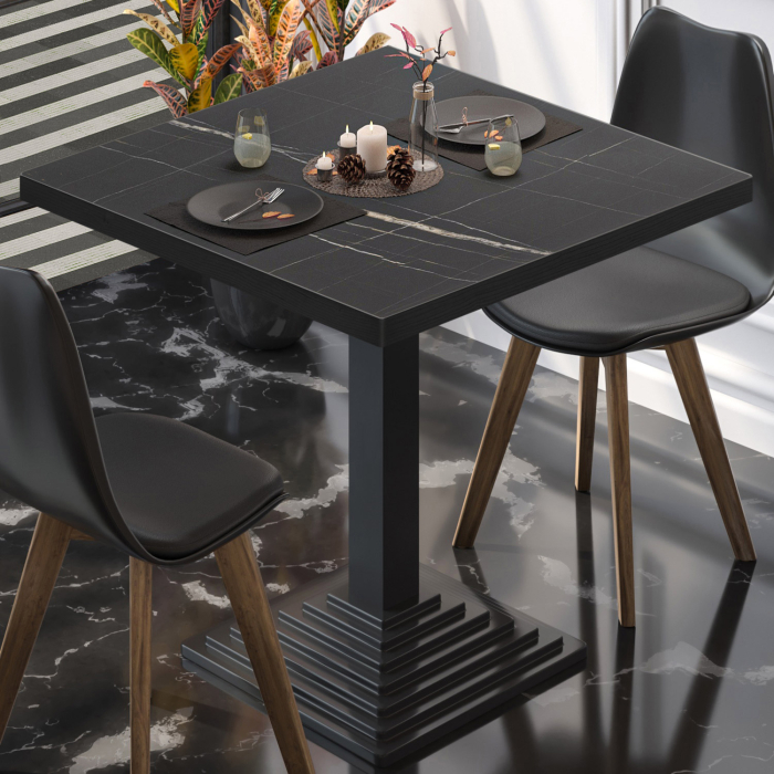 BPY | Bistrobord | 70 x 70 x 78,5 cm | Firkantet | Sort marmor / Sort BPY | Bistrobord | 70 x 70 x 78,5 cm | Firkantet | Sort marmor / Sort