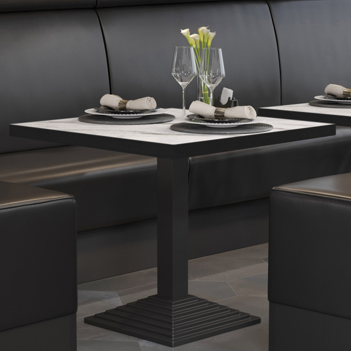 BPY | Bistrobord | 70 x 70 x 78,5 cm | Firkantet | Hvid marmor / Sort
