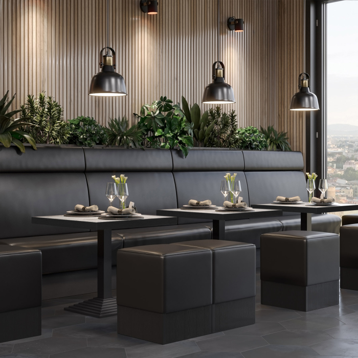 BPY | Bistrobord | 70 x 70 x 78,5 cm | Firkantet | Hvid marmor / Sort