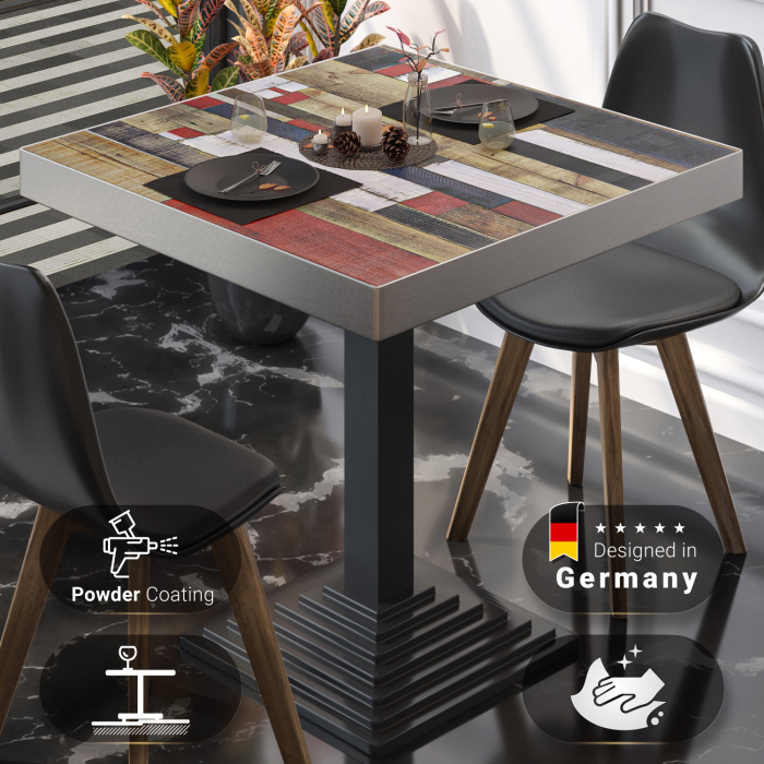 BPY | Bistro Table | 80 x 80 x 81 cm | Square | Vintage Colourful / Black BPY | Bistro Table | 80 x 80 x 81 cm | Square | Vintage Colourful / Black