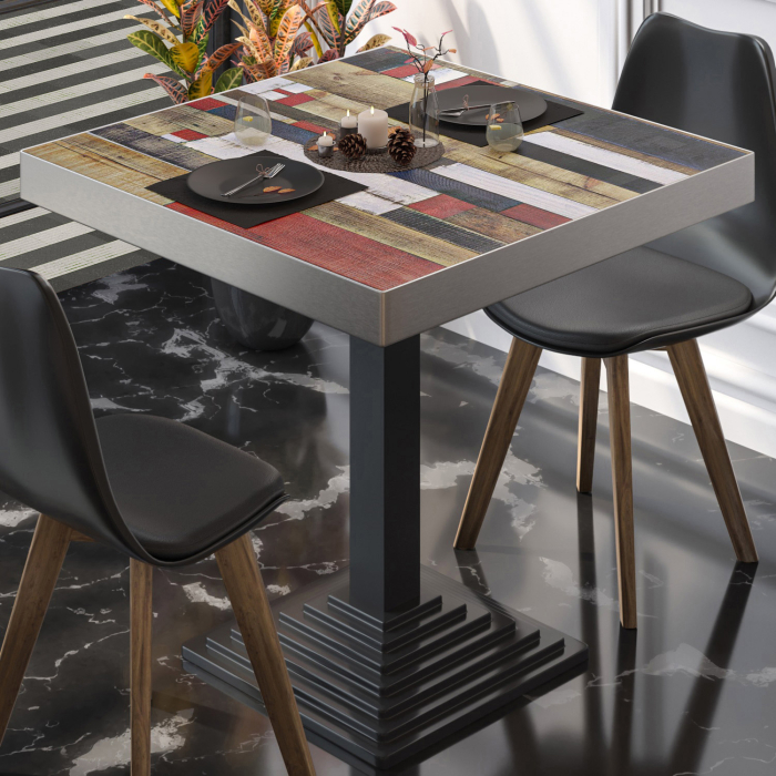 BPY | Bistro Table | 80 x 80 x 81 cm | Square | Vintage Colourful / Black BPY | Bistro Table | 80 x 80 x 81 cm | Square | Vintage Colourful / Black