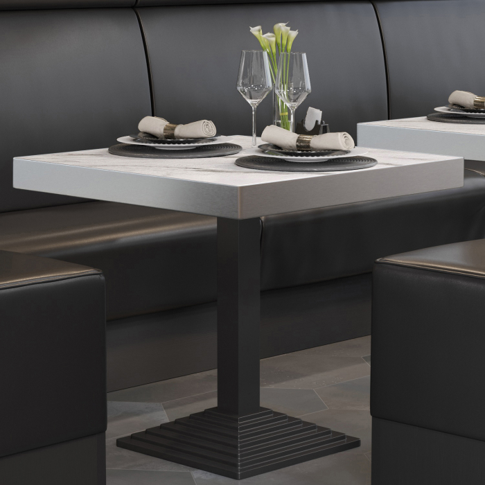 BPY | Bistrobord | 70 x 70 x 81 cm | Firkantet | Hvid marmor / Sort