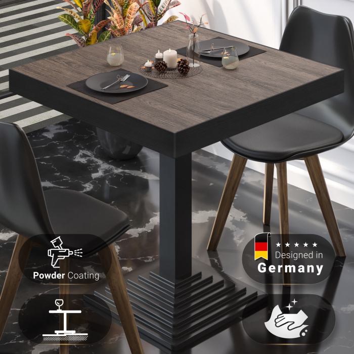 BPY | Bistrobord | 70 x 70 x 81 cm | Firkantet | Lys Wenge / Sort