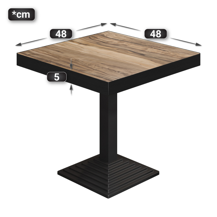 BPY | Bistrobord | 70 x 70 x 81 cm | Firkantet | Sheesham / Sort
