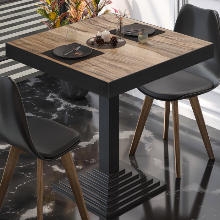 BPY | Bistrobord | 70 x 70 x 81 cm | Firkantet | Sheesham / Sort