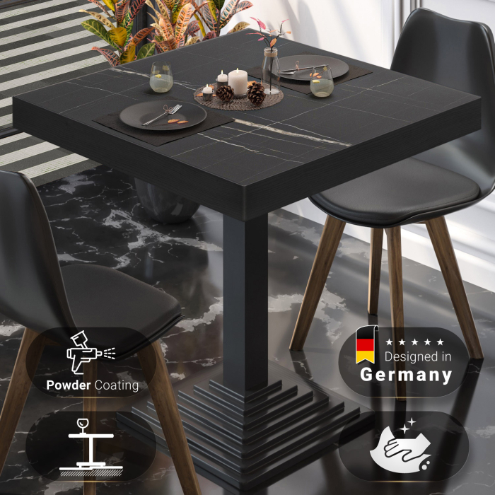BPY | Bistrobord | 70 x 70 x 81 cm | Firkantet | Sort marmor / Sort BPY | Bistrobord | 70 x 70 x 81 cm | Firkantet | Sort marmor / Sort