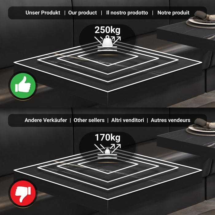 BPY | Bistrobord | 70 x 70 x 81 cm | Firkantet | Sort marmor / Sort BPY | Bistrobord | 70 x 70 x 81 cm | Firkantet | Sort marmor / Sort
