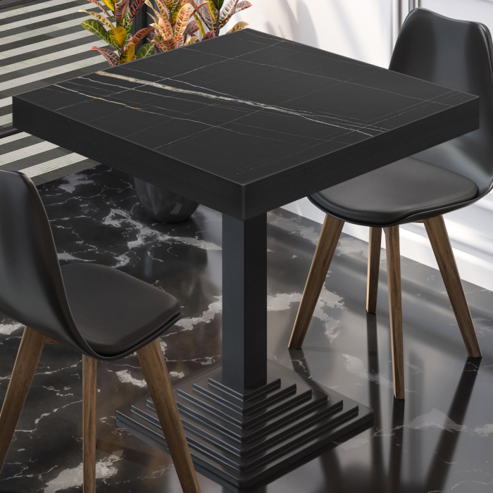BPY | Bistrobord | 70 x 70 x 81 cm | Firkantet | Sort marmor / Sort BPY | Bistrobord | 70 x 70 x 81 cm | Firkantet | Sort marmor / Sort