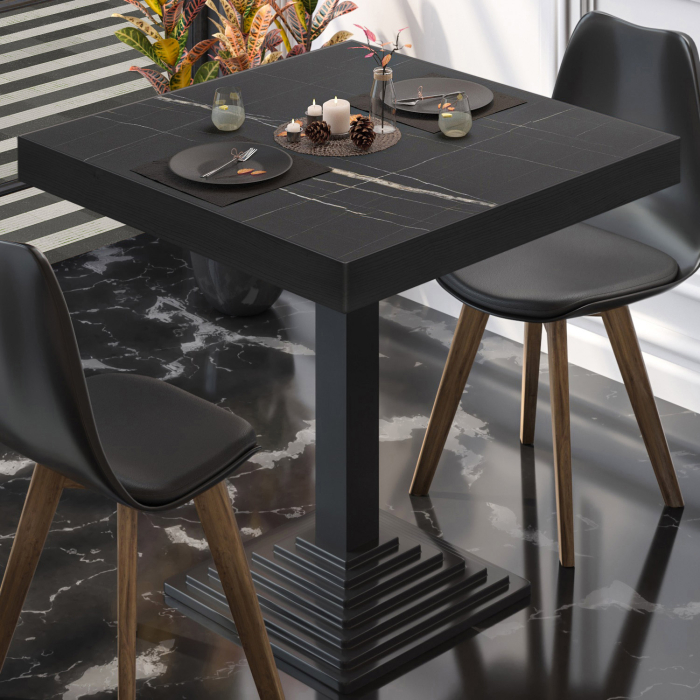 BPY | Bistrobord | 70 x 70 x 81 cm | Firkantet | Sort marmor / Sort BPY | Bistrobord | 70 x 70 x 81 cm | Firkantet | Sort marmor / Sort