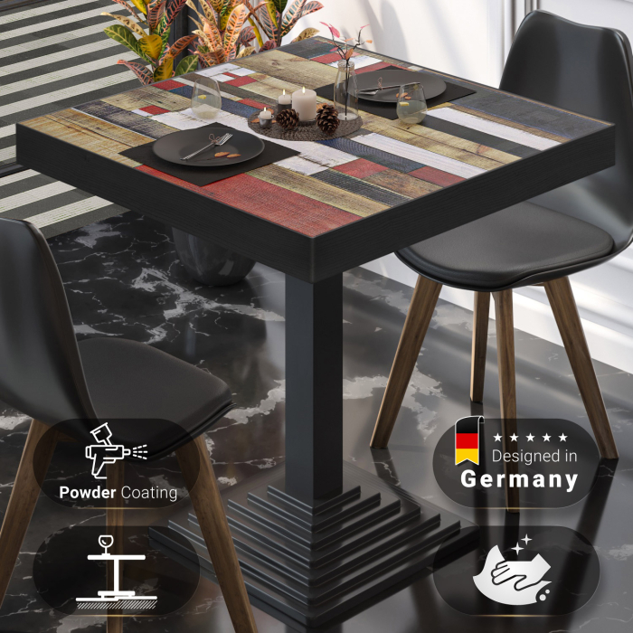BPY | Bistro Table | 80 x 80 x 81 cm | Square | Vintage Colourful / Black
