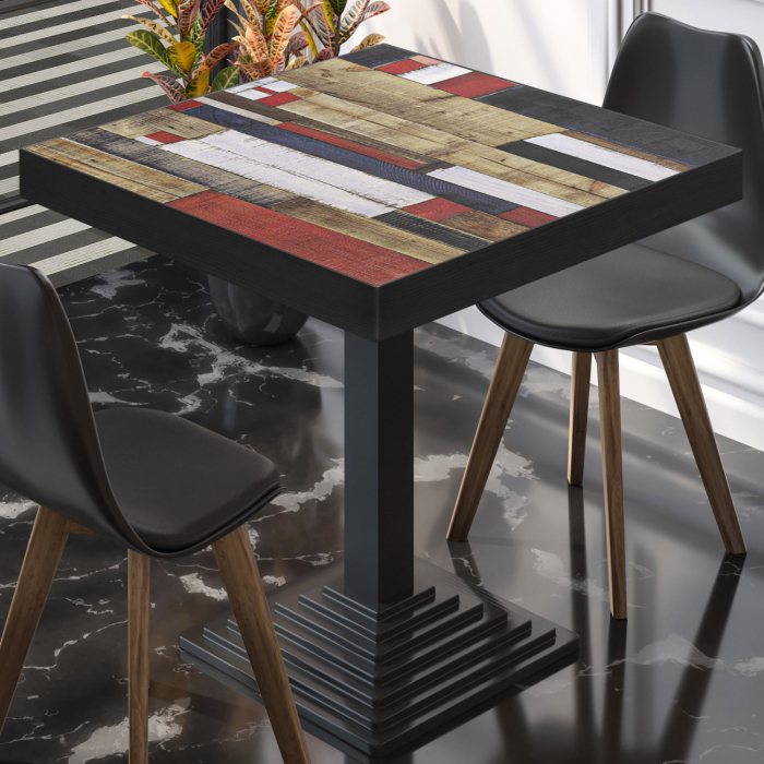 BPY | Bistro Table | 80 x 80 x 81 cm | Square | Vintage Colourful / Black