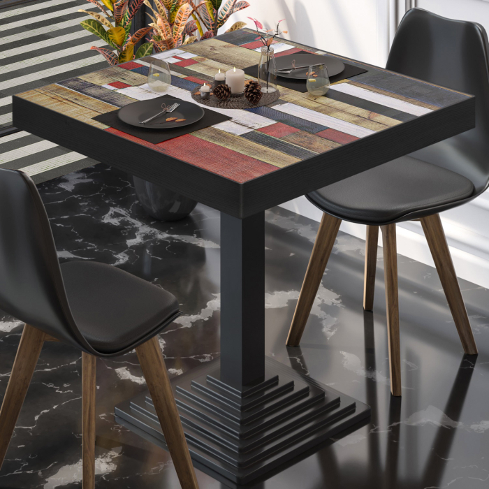 BPY | Bistro Table | 80 x 80 x 81 cm | Square | Vintage Colourful / Black
