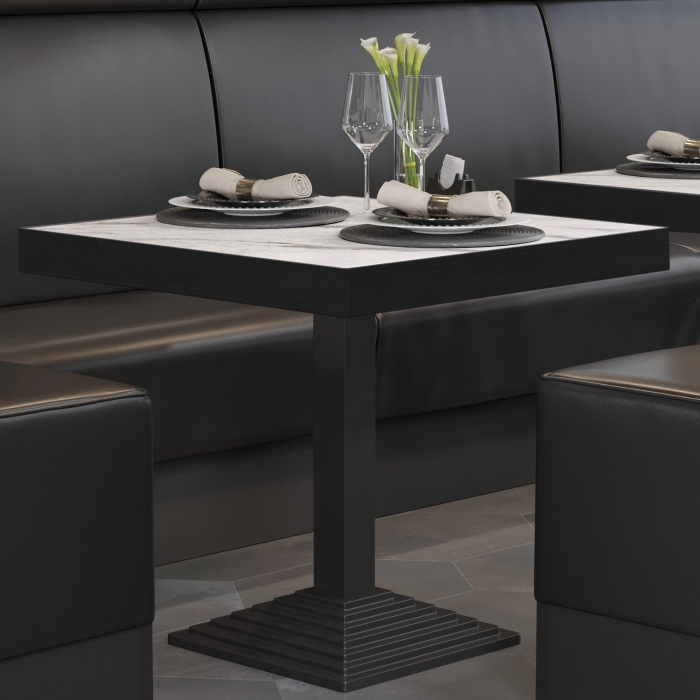 BPY | Bistrobord | 70 x 70 x 81 cm | Firkantet | Hvid marmor / Sort