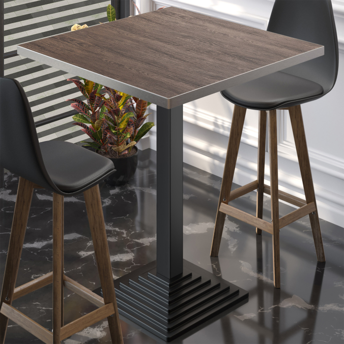 BPY | Bistro Stehapparat | 60 x 60 x 112 cm | Rustfritt stål kant | Kvadratisk | Lys Wenge / Svart