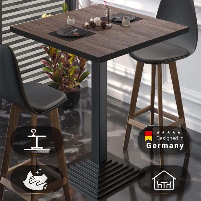 BPY | Bistro Steke bord | 70 x 70 x 112 cm | Svart kant | Firkantet | Lys Wenge / Svart