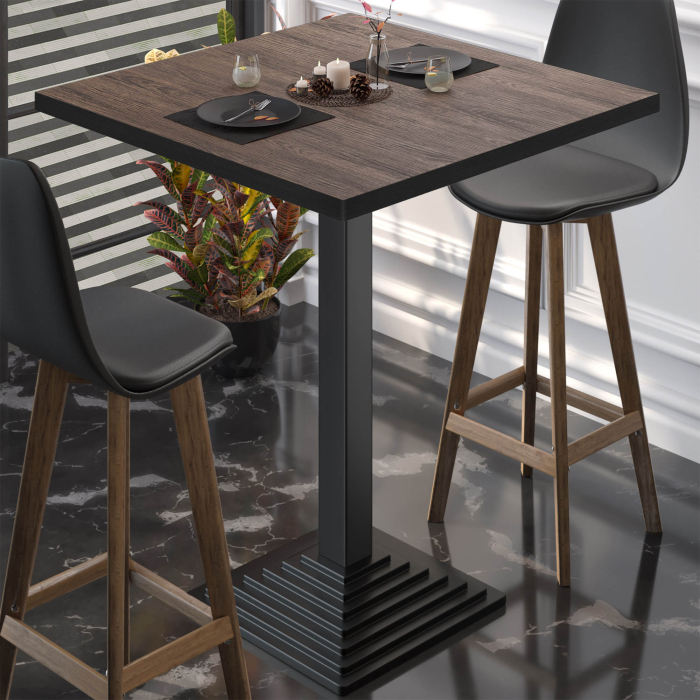 BPY | Bistro Steke bord | 70 x 70 x 112 cm | Svart kant | Firkantet | Lys Wenge / Svart