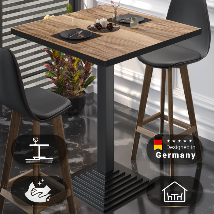 BPY | Bistro Stehtisch | 60 x 60 x 112 cm | Schwarzer Rand | Quadratisch | Sheesham / Schwarz BPY | Bistro Stehtisch | 60 x 60 x 112 cm | Schwarzer Rand | Quadratisch | Sheesham / Schwarz