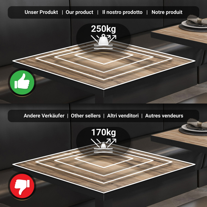 BPY | Bistro Stehtisch | 60 x 60 x 112 cm | Schwarzer Rand | Quadratisch | Sheesham / Schwarz BPY | Bistro Stehtisch | 60 x 60 x 112 cm | Schwarzer Rand | Quadratisch | Sheesham / Schwarz