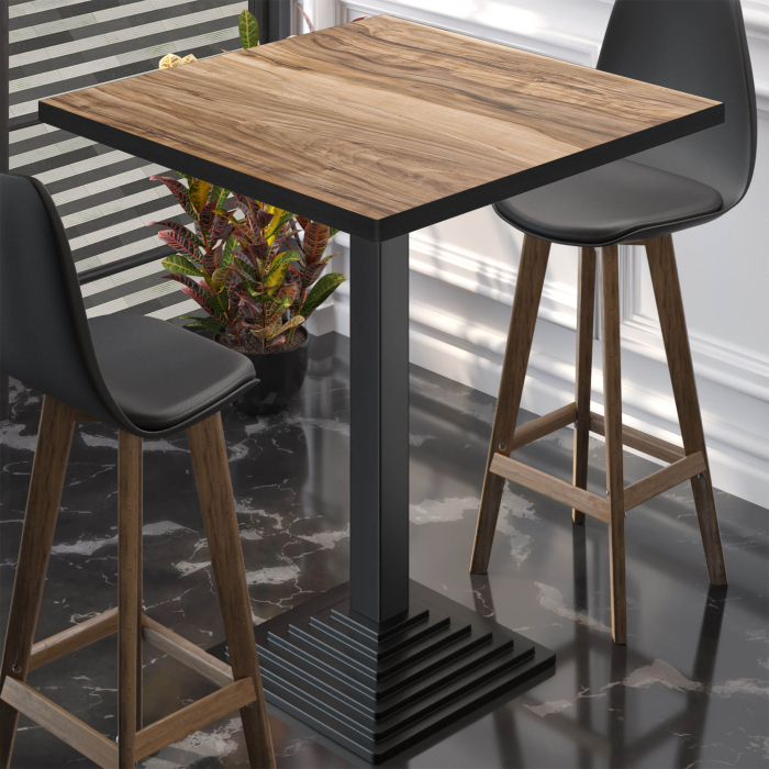 BPY | Bistro Stehtisch | 60 x 60 x 112 cm | Schwarzer Rand | Quadratisch | Sheesham / Schwarz BPY | Bistro Stehtisch | 60 x 60 x 112 cm | Schwarzer Rand | Quadratisch | Sheesham / Schwarz