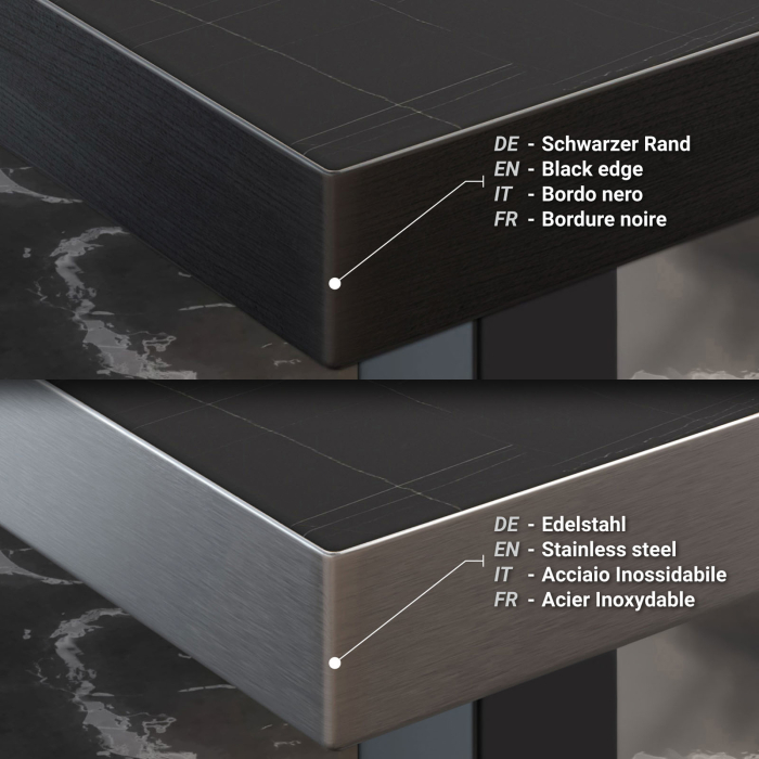 BPY | Bistro Stehtisch | 60 x 60 x 112 cm | Schwarzer Rand | Quadratisch | Schwarz Marmor / Schwarz BPY | Bistro Stehtisch | 60 x 60 x 112 cm | Schwarzer Rand | Quadratisch | Schwarz Marmor / Schwarz