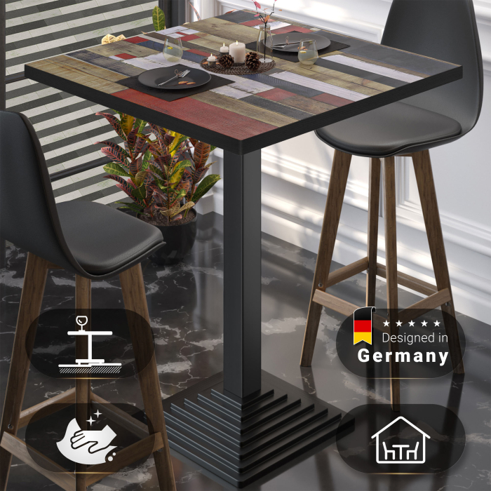 BPY | Bistro Stehbord | 70 x 70 x 112 cm | Svart kant | Firkantet | Vintage Fargerik / Svart BPY | Bistro Stehbord | 70 x 70 x 112 cm | Svart kant | Firkantet | Vintage Fargerik / Svart