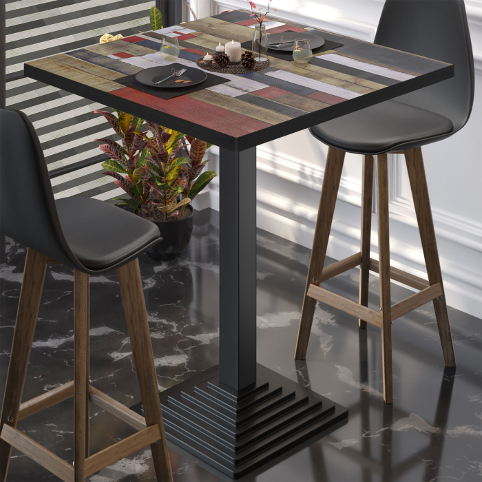 BPY | Bistro Stehbord | 70 x 70 x 112 cm | Svart kant | Firkantet | Vintage Fargerik / Svart BPY | Bistro Stehbord | 70 x 70 x 112 cm | Svart kant | Firkantet | Vintage Fargerik / Svart