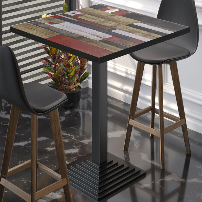 BPY | Bistro Stehbord | 70 x 70 x 112 cm | Svart kant | Firkantet | Vintage Fargerik / Svart BPY | Bistro Stehbord | 70 x 70 x 112 cm | Svart kant | Firkantet | Vintage Fargerik / Svart
