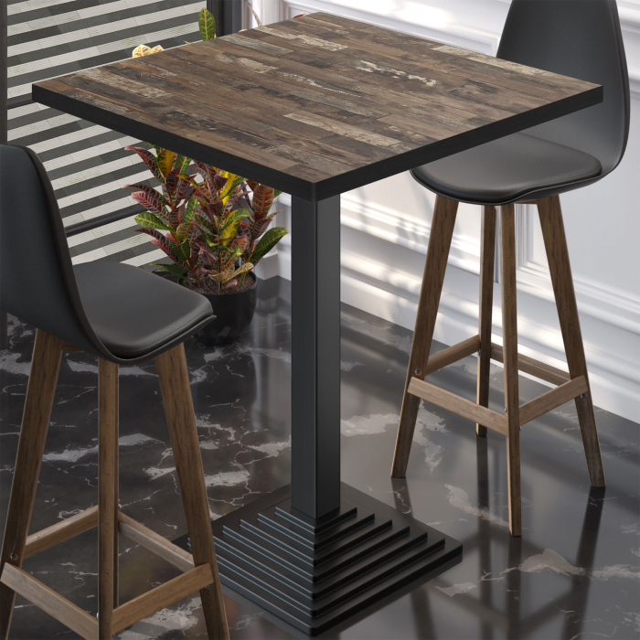 BPY | Bistro Stehtisch | 70 x 70 x 112 cm | Schwarzer Rand | Quadratisch | Vintage Old / Schwarz BPY | Bistro Stehtisch | 70 x 70 x 112 cm | Schwarzer Rand | Quadratisch | Vintage Old / Schwarz