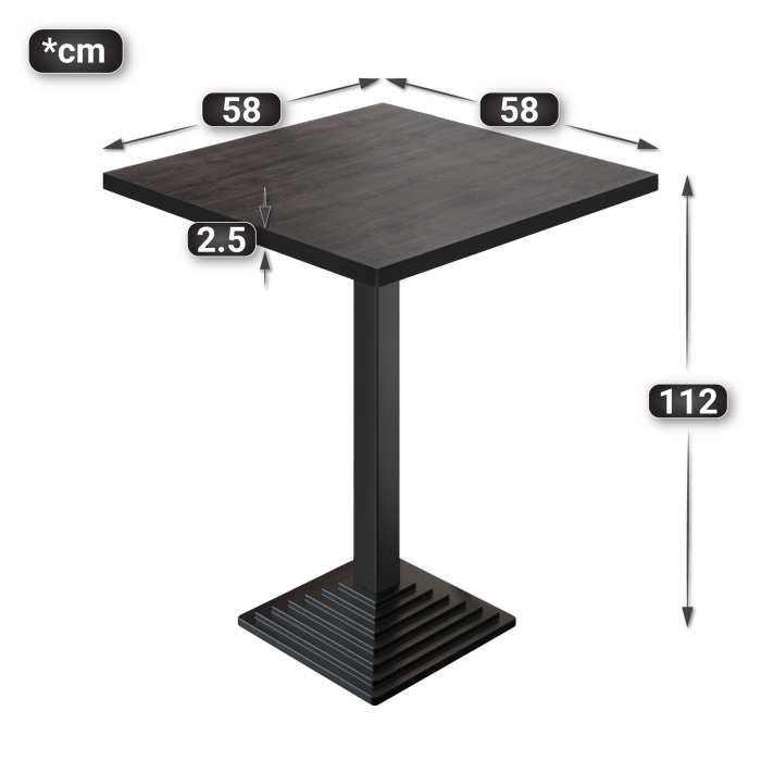 BPY | Bistro Stehtisk | 60 x 60 x 112 cm | Svart kant | Firkantet | Wenge / Svart BPY | Bistro Stehtisk | 60 x 60 x 112 cm | Svart kant | Firkantet | Wenge / Svart
